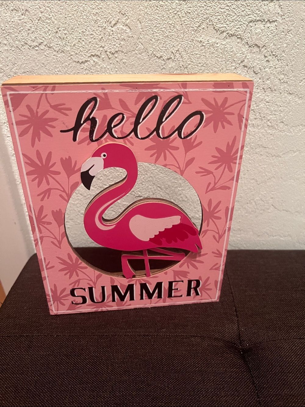 #1992**Hello Summer Flamingo Wall Art - Pink
